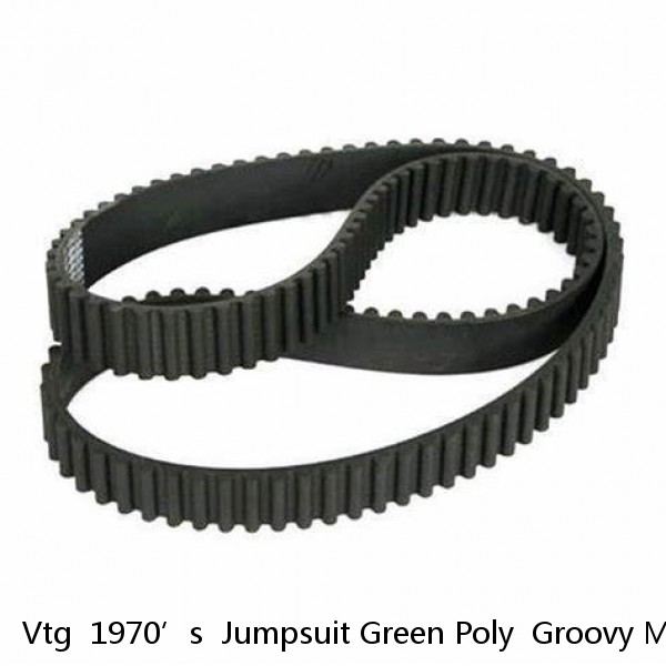 Vtg  1970’s  Jumpsuit Green Poly  Groovy Mod Hip Hugger Belt Loops  Size 8 Zips
